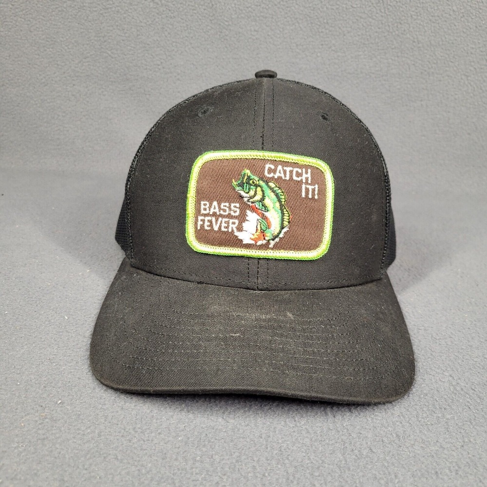 Richardson Fishing Hat Bass Fever Mens Black OSFA Snapback Embroidered‎